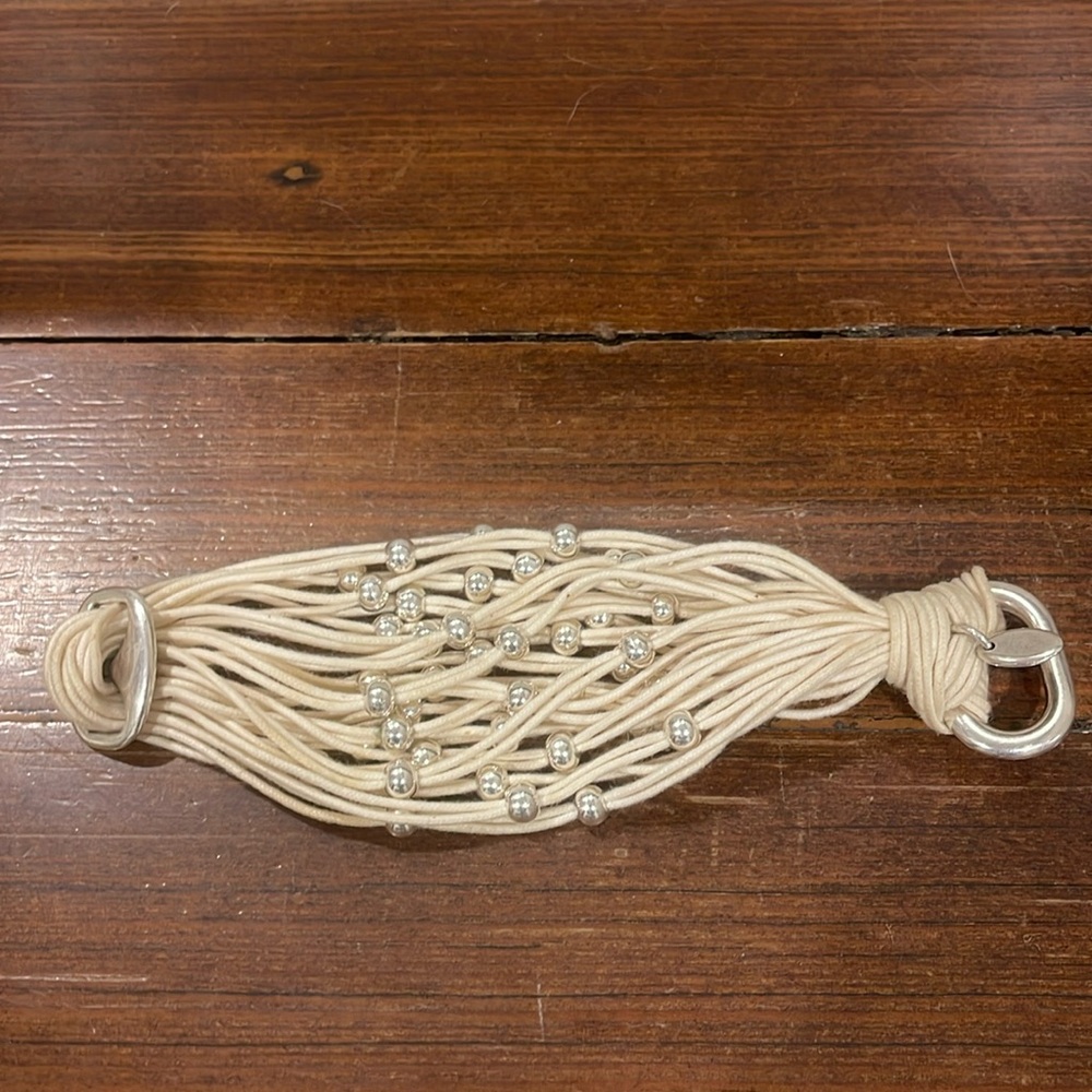 Rope and silver ball bracelet